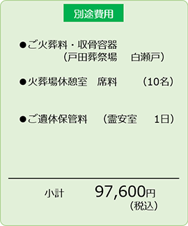 ご火葬のみ（火葬式）の別途費用