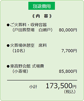 東高野会館の別途費用